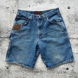 Wrangler Riggs Shorts Mens 32 Blue Workwear Carpenter Denim Utility Y2K